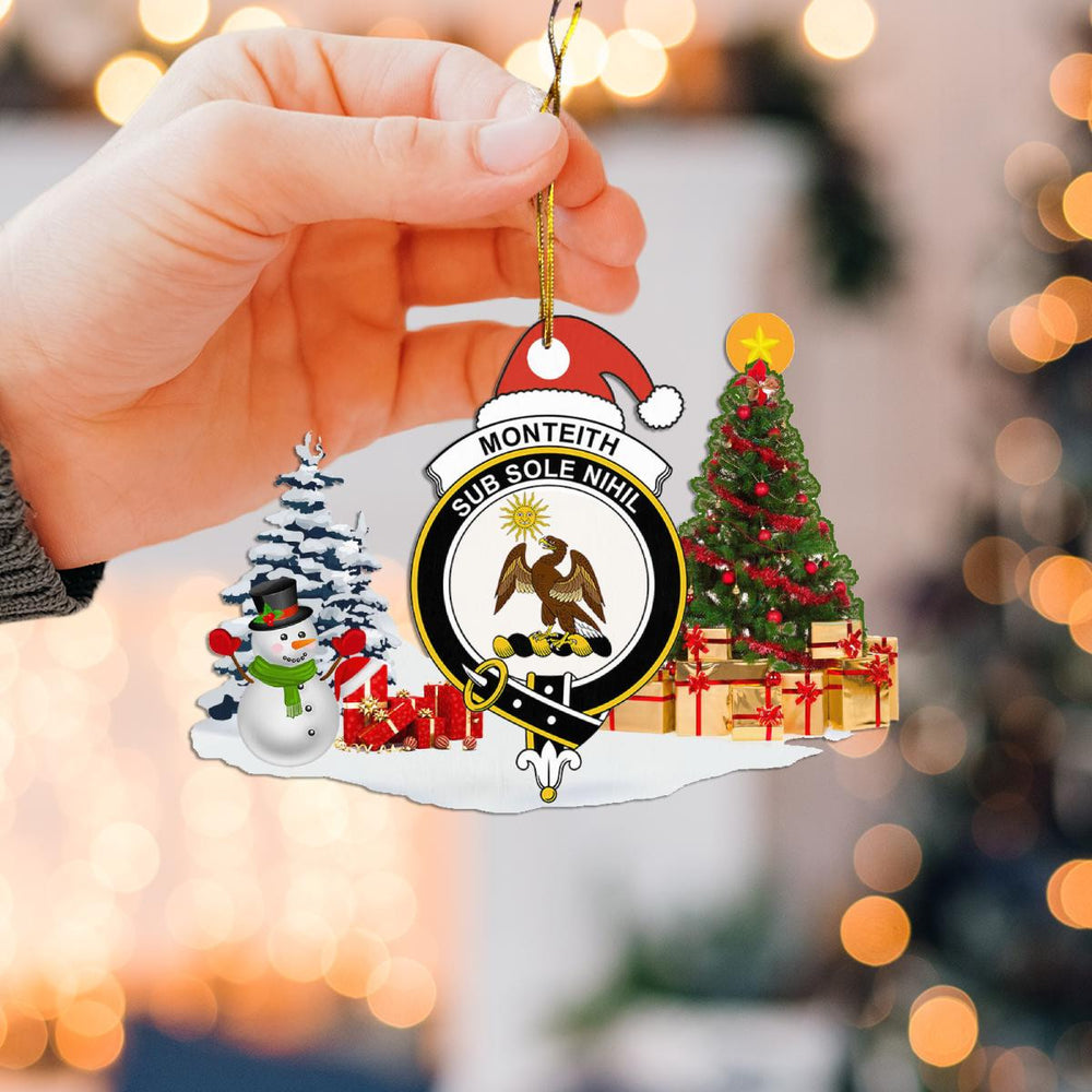Clan Monteith Crest Tartan Acrylic Christmas Ornament CY60 Monteith Tartan Tartan Christmas