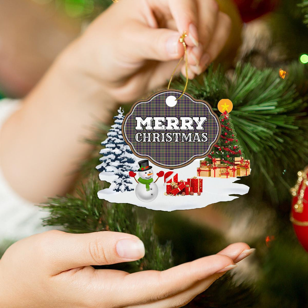 Clan Taylor Weathered "Merry Christmas" Tartan Acrylic Ornament IK34 Taylor Weathered Tartan Tartan Christmas