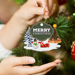 Clan Gray Hunting "Merry Christmas" Tartan Acrylic Ornament UP17 Gray Hunting Tartan Tartan Christmas