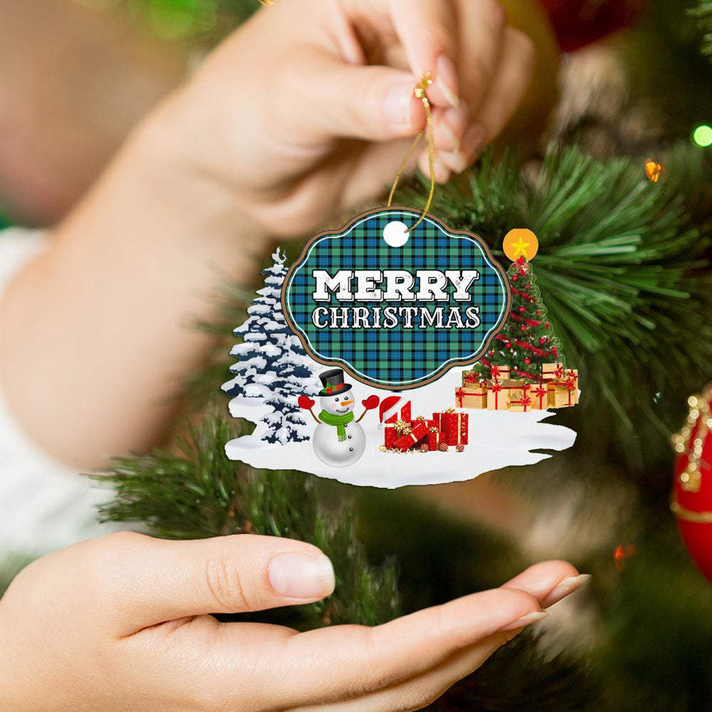 Clan Gunn Ancient "Merry Christmas" Tartan Acrylic Ornament YX89 Gunn Ancient Tartan Tartan Christmas