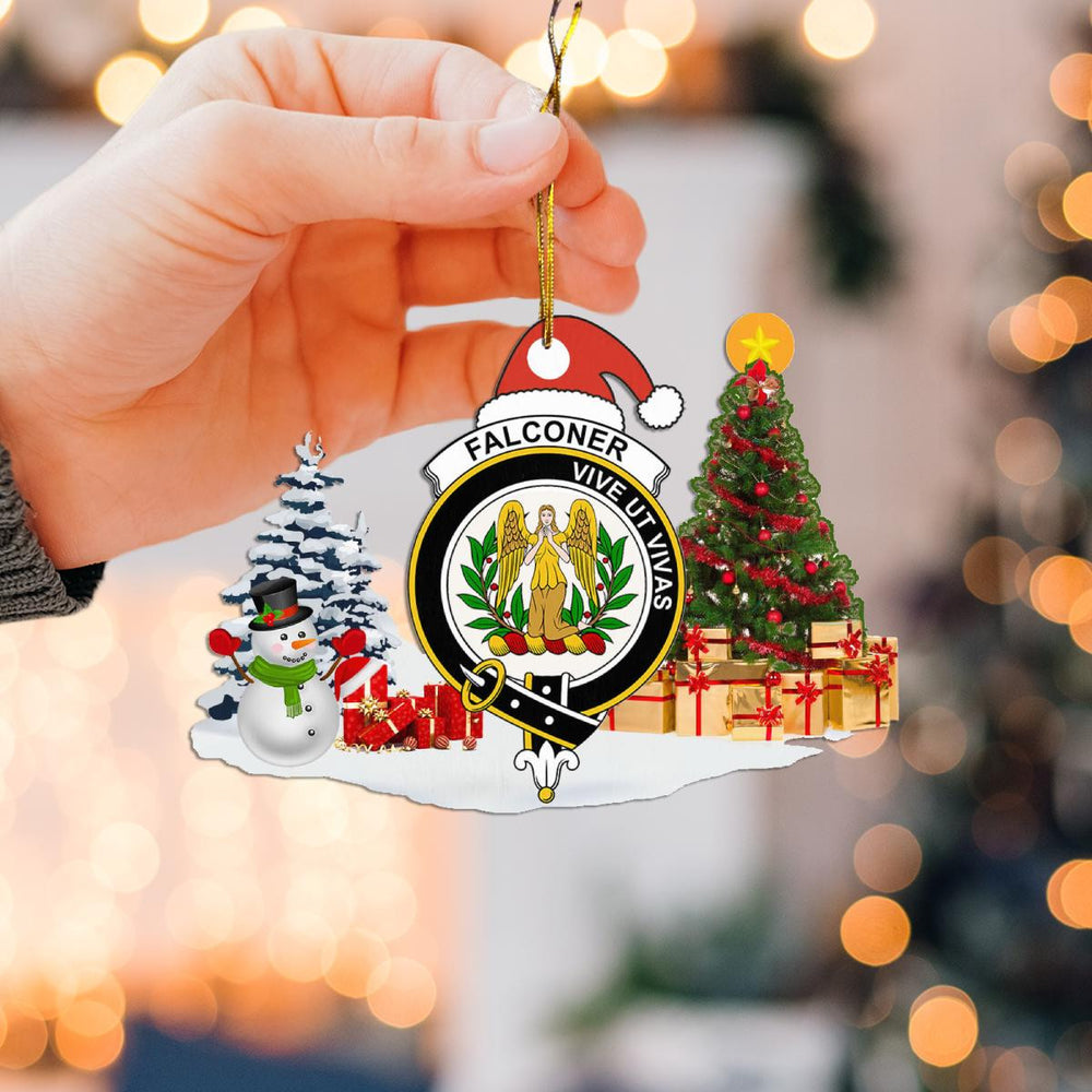 Clan Falconer Crest Tartan Acrylic Christmas Ornament SU48 Falconer Tartan Tartan Christmas