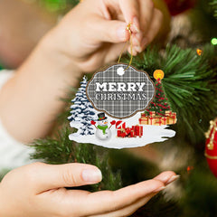Clan Scott Black & White Ancient "Merry Christmas" Tartan Acrylic Ornament CG69 Scott Black & White Ancient Tartan Tartan Christmas