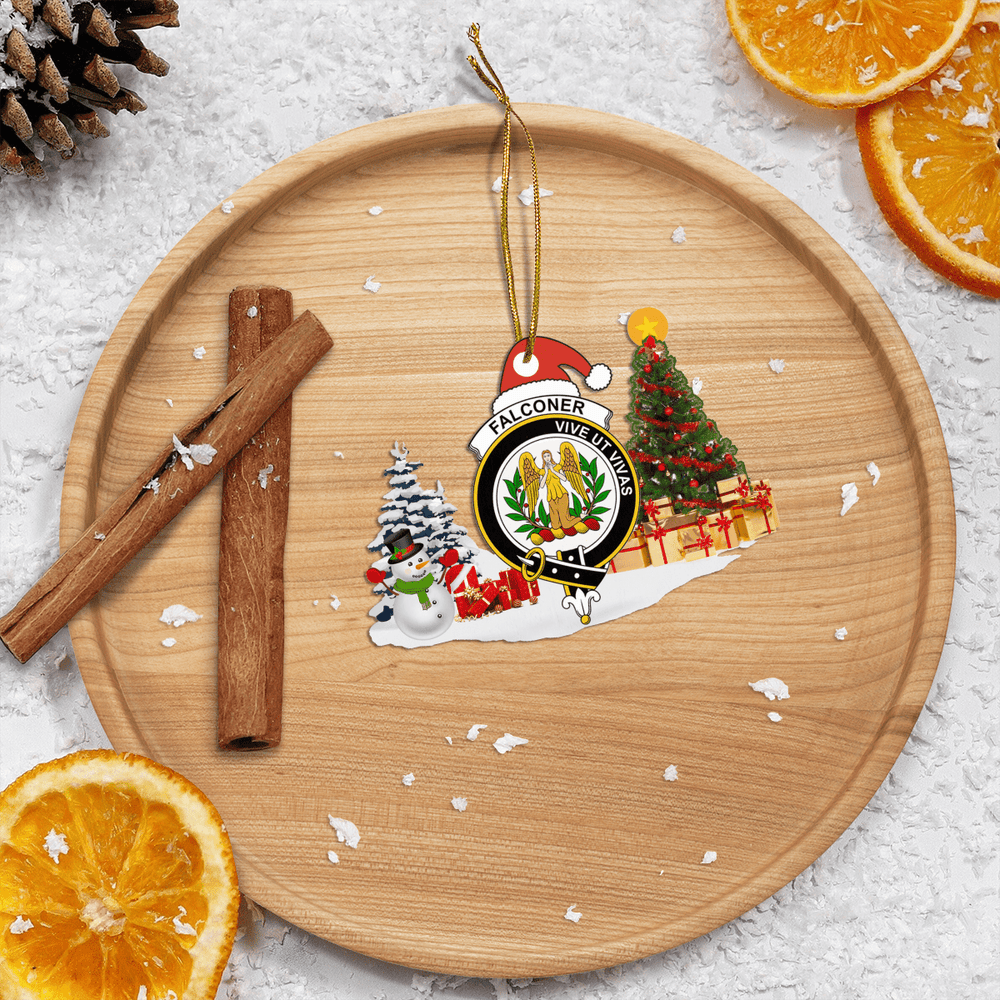 Clan Falconer Crest Tartan Acrylic Christmas Ornament SU48 Falconer Tartan Tartan Christmas