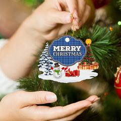 Clan Mercer Modern "Merry Christmas" Tartan Acrylic Ornament IG56 Mercer Modern Tartan Tartan Christmas