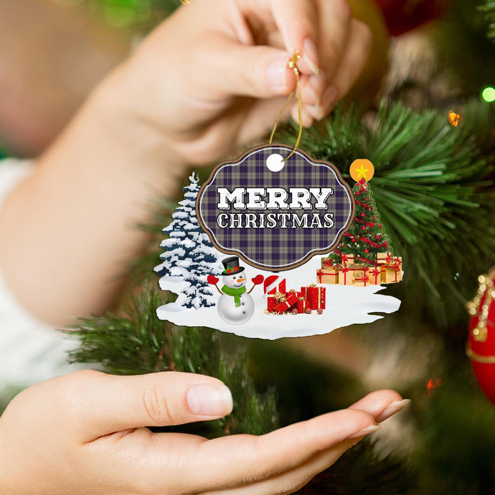 Clan Cunningham Dress Blue Dancers "Merry Christmas" Tartan Acrylic Ornament KZ85 Cunningham Dress Blue Dancers Tartan Tartan Christmas