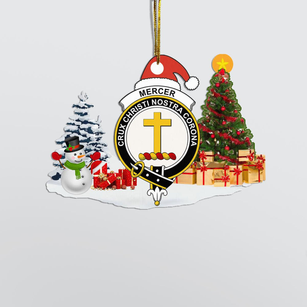 Clan Mercer Crest Tartan Acrylic Christmas Ornament KE43 Mercer Tartan Tartan Christmas