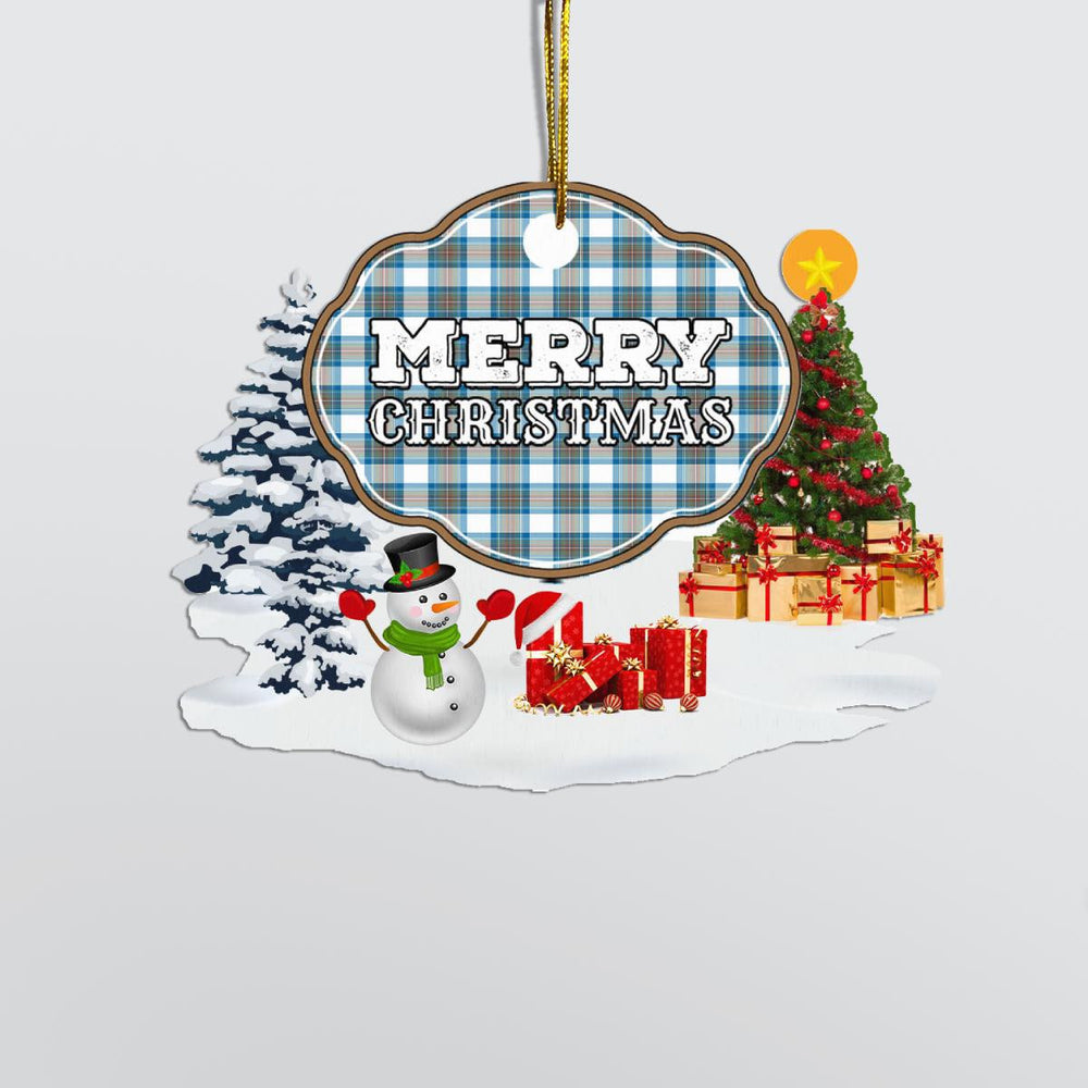 Clan Stewart Muted Blue "Merry Christmas" Tartan Acrylic Ornament CO96 Stewart Muted Blue Tartan Tartan Christmas