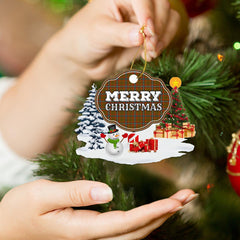 Clan Seton Hunting Modern "Merry Christmas" Tartan Acrylic Ornament BY68 Seton Hunting Modern Tartan Tartan Christmas