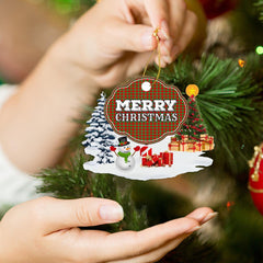 Clan Lennox "Merry Christmas" Tartan Acrylic Ornament DO15 Lennox Tartan Tartan Christmas