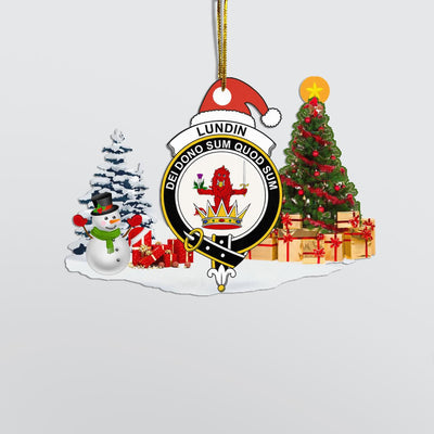 Clan Lundin Crest Tartan Acrylic Christmas Ornament YU44