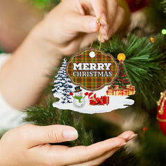Clan Strathearn Modern "Merry Christmas" Tartan Acrylic Ornament NJ38 Strathearn Modern Tartan Tartan Christmas