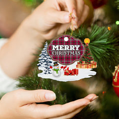Clan Little "Merry Christmas" Tartan Acrylic Ornament XC41 Little Tartan Tartan Christmas