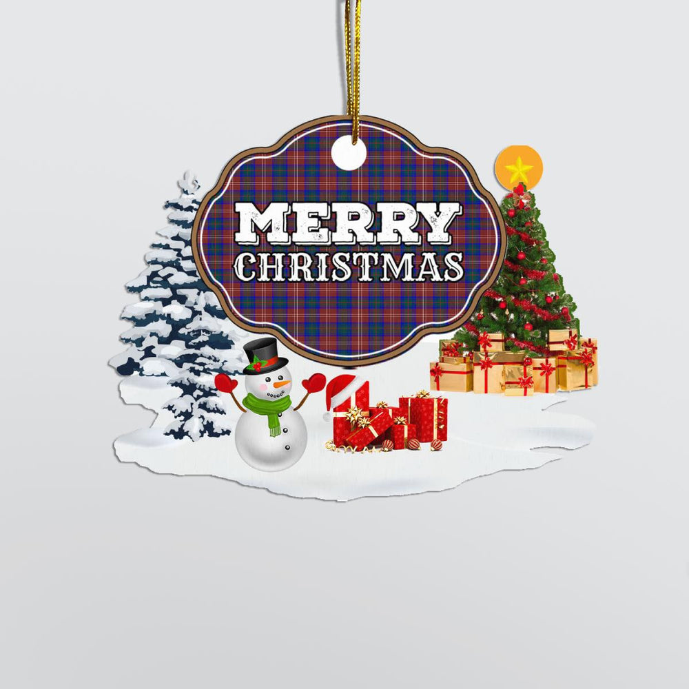 Clan Chisholm Hunting Modern "Merry Christmas" Tartan Acrylic Ornament PL25 Chisholm Hunting Modern Tartan Tartan Christmas