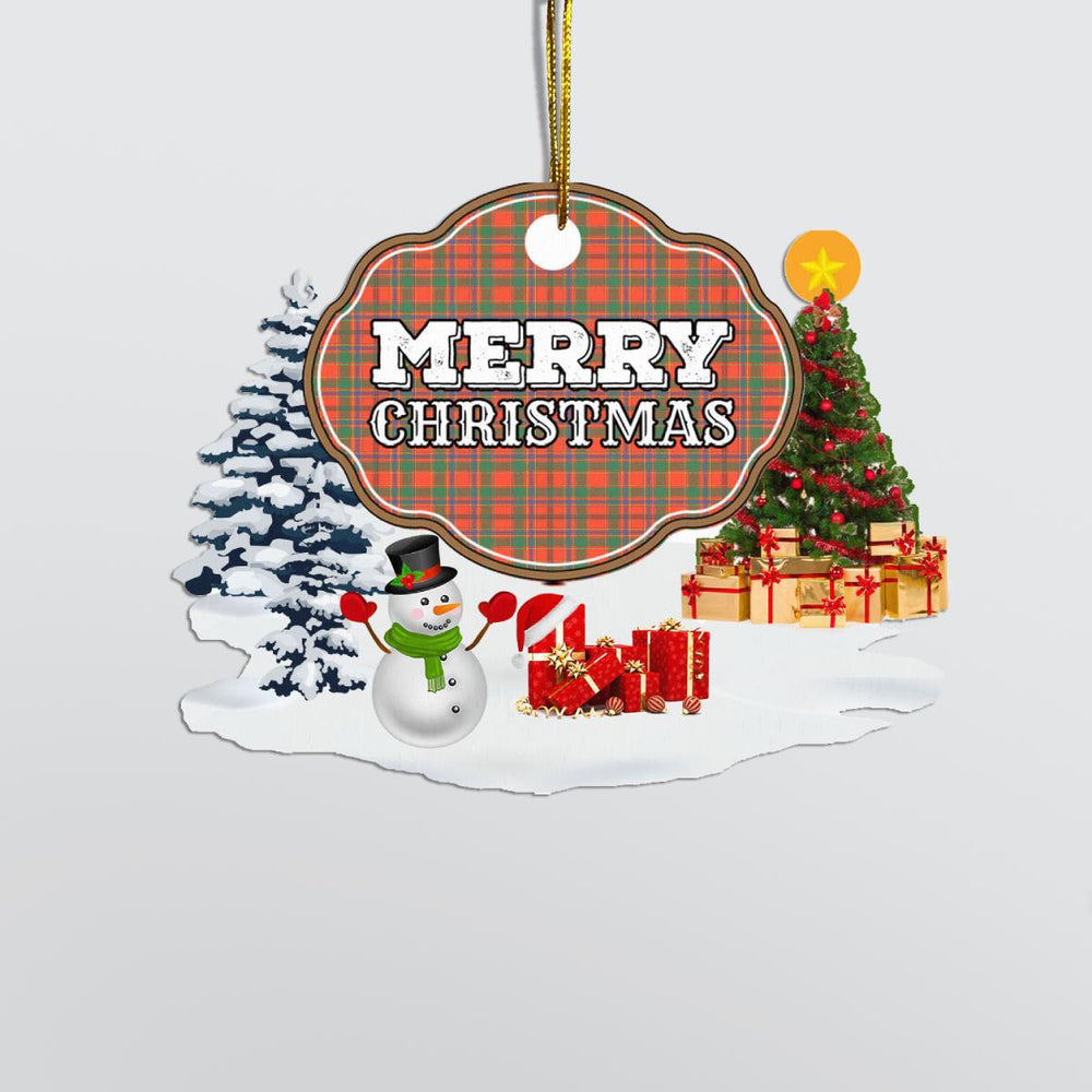 Clan Munro Ancient "Merry Christmas" Tartan Acrylic Ornament NY15 Munro Ancient Tartan Tartan Christmas