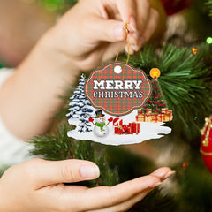 Clan Munro Ancient "Merry Christmas" Tartan Acrylic Ornament NY15 Munro Ancient Tartan Tartan Christmas