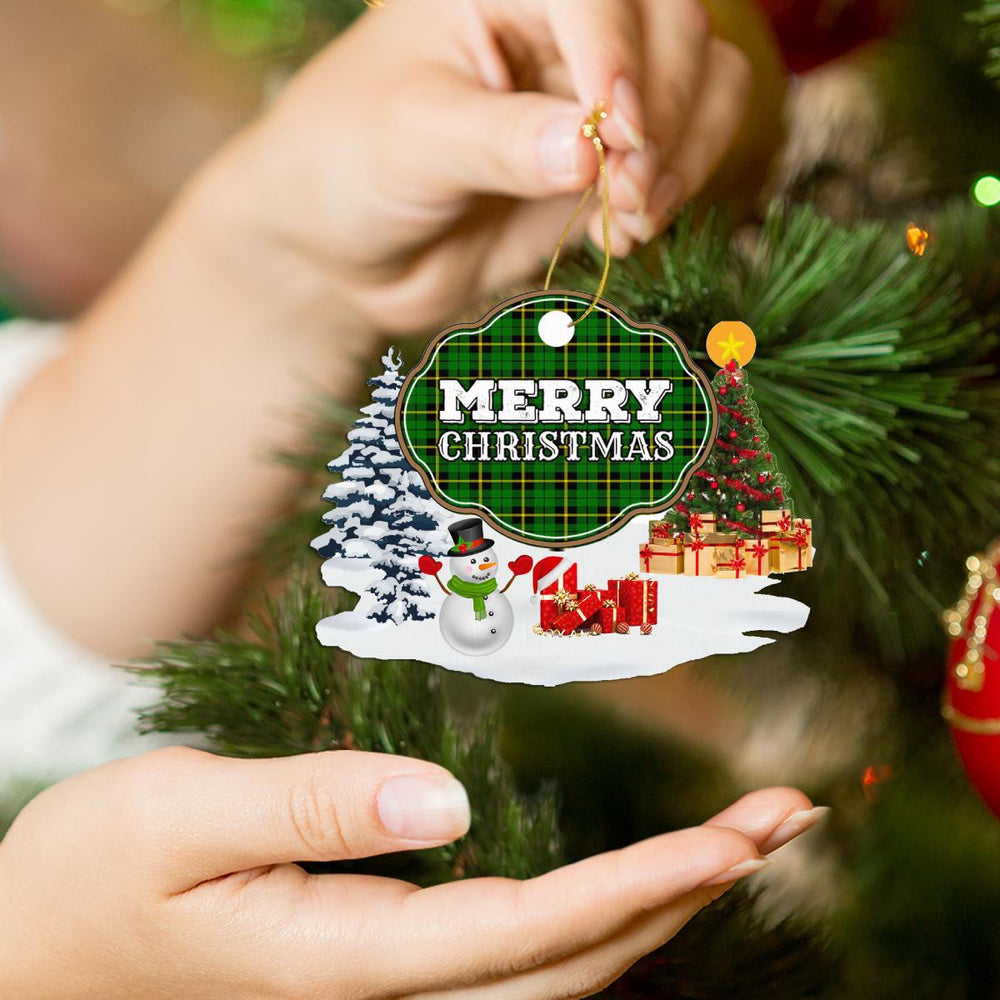 Clan Wallace Hunting Green "Merry Christmas" Tartan Acrylic Ornament PJ40 Wallace Hunting Green Tartan Tartan Christmas