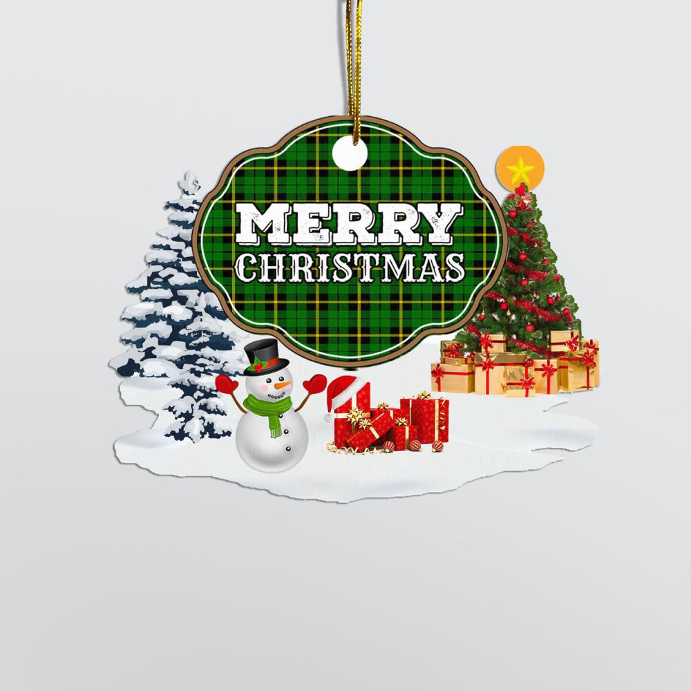 Clan Wallace Hunting Green "Merry Christmas" Tartan Acrylic Ornament PJ40 Wallace Hunting Green Tartan Tartan Christmas