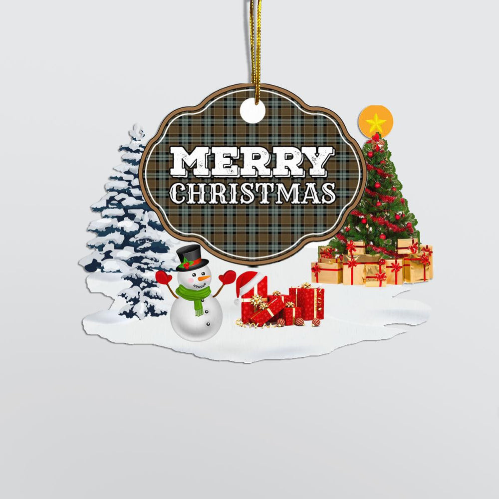 Clan Graham of Menteith Weathered "Merry Christmas" Tartan Acrylic Ornament FF19 Graham of Menteith Weathered Tartan Tartan Christmas