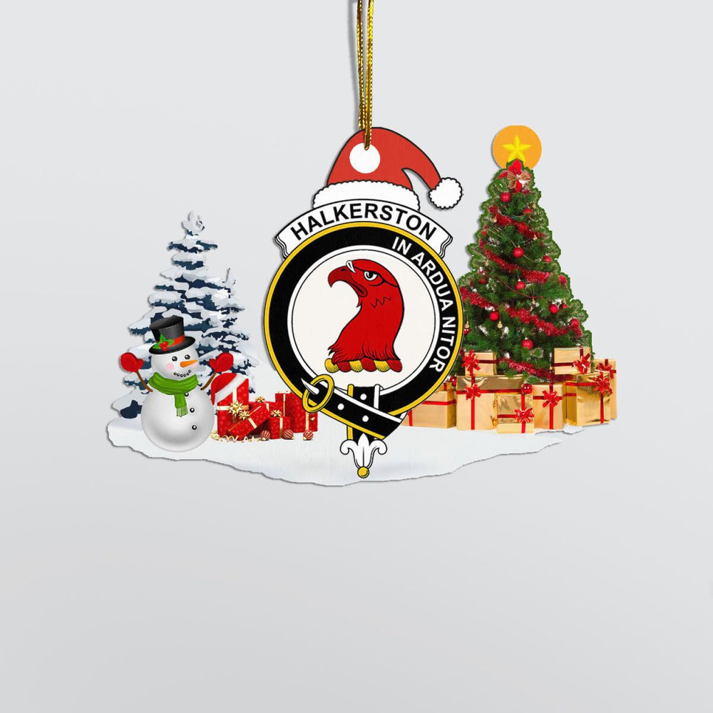 Clan Halkerston Crest Tartan Acrylic Christmas Ornament RH69 Halkerston Tartan Tartan Christmas