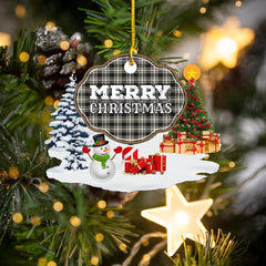 Clan Menzies Black & White Ancient "Merry Christmas" Tartan Acrylic Ornament II33 Menzies Black & White Ancient Tartan Tartan Christmas