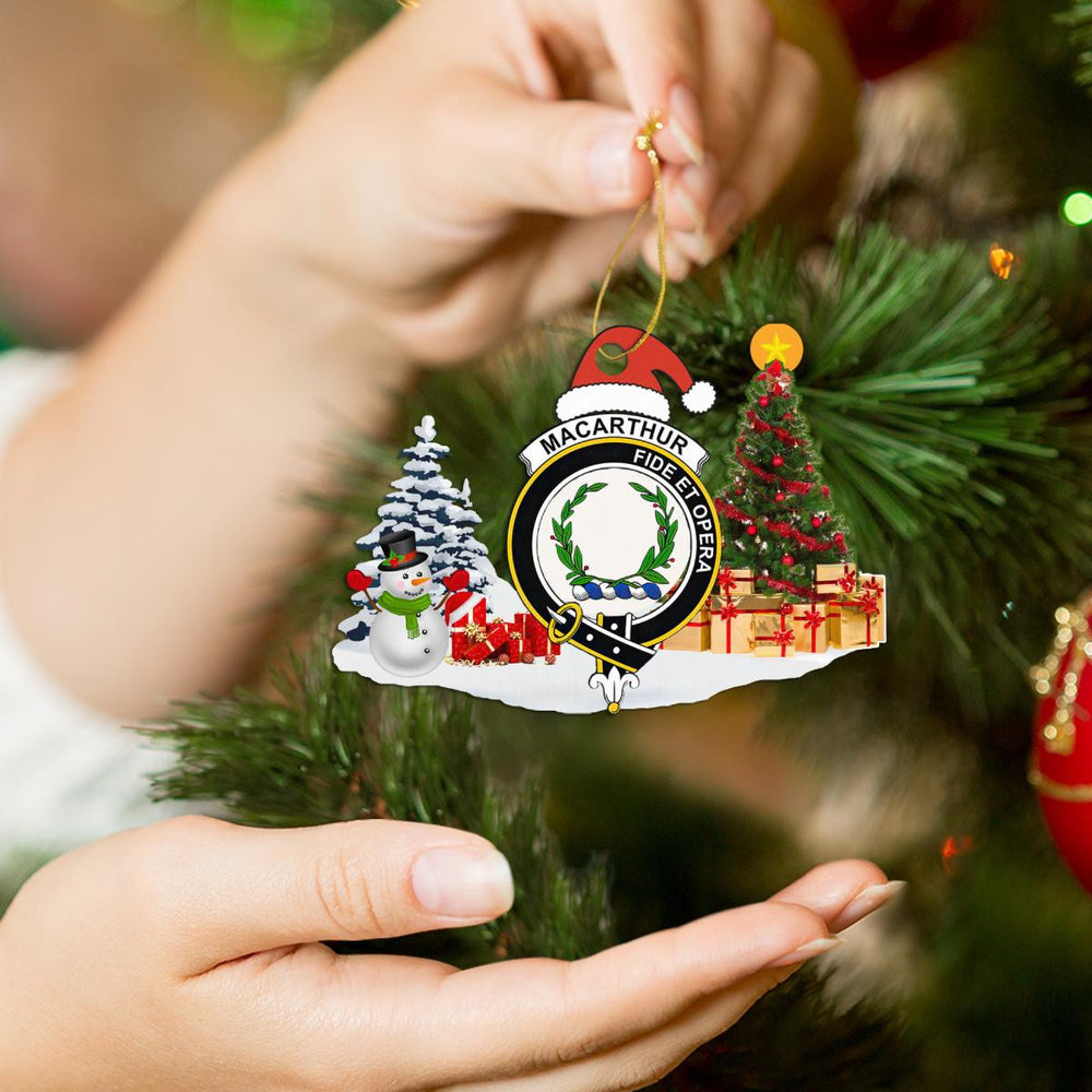 Clan Macarthur Crest Tartan Acrylic Christmas Ornament HW22 Macarthur Tartan Tartan Christmas