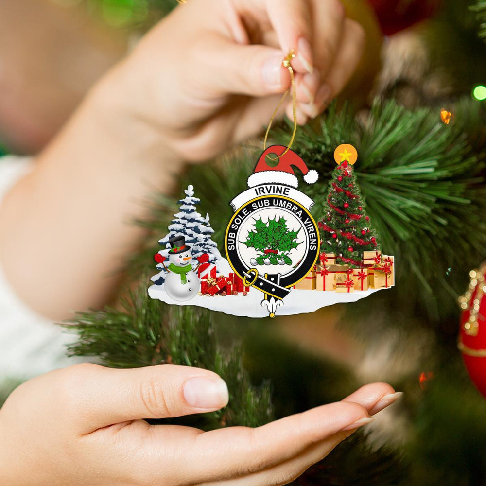 Clan Irvine Of Bonshaw Crest Tartan Acrylic Christmas Ornament QW31 Irvine Of Bonshaw Tartan Tartan Christmas