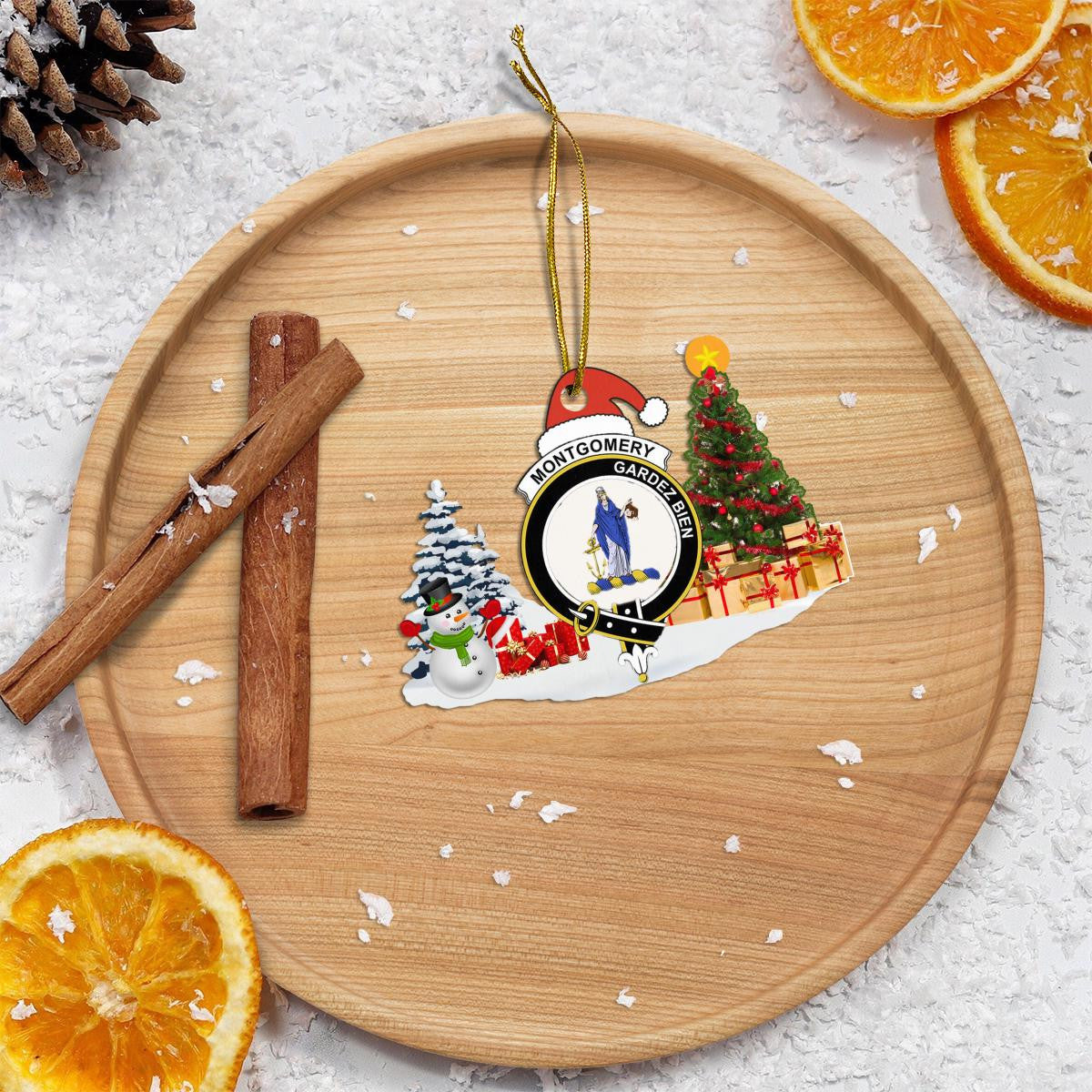 Clan Montgomery Crest Tartan Acrylic Christmas Ornament PR28 Montgomery Tartan Tartan Christmas