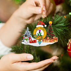 Clan Thomsom Crest Tartan Acrylic Christmas Ornament JC73 Thomsom Tartan Tartan Christmas