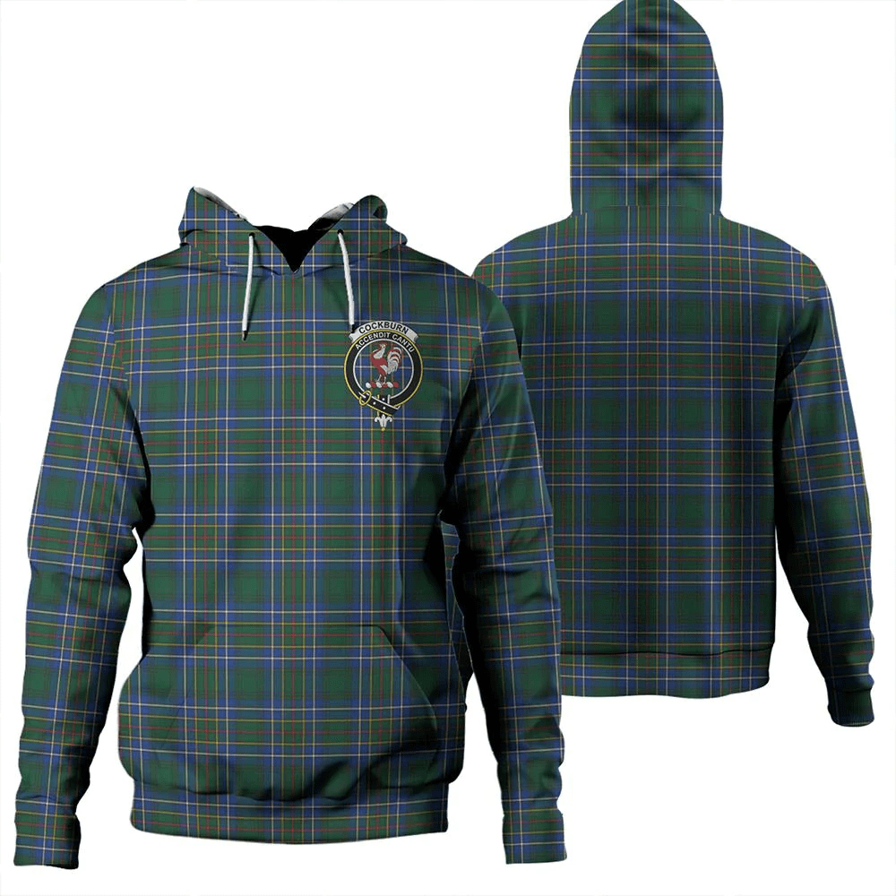 Clan Cockburn Ancient Tartan Hoodie Crest V71LUEBJ-1 Cockburn Ancient Tartan Hoodies