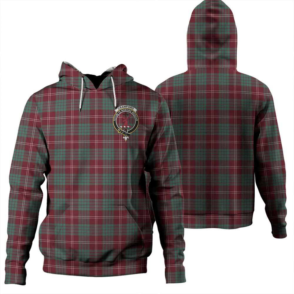 Clan Crawford Modern Tartan Hoodie Crest V8OH1NIO-1 Crawford Modern Tartan Hoodies