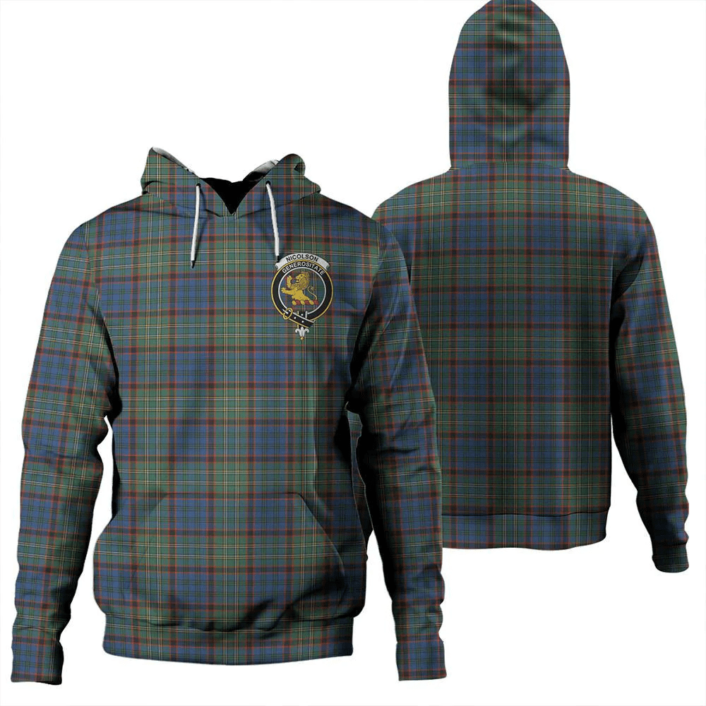 Clan Nicolson Hunting Ancient Tartan Hoodie Crest YJXUCOFP-1 Nicolson Hunting Ancient Tartan Hoodies