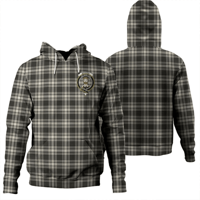 Clan Menzies Black & White Ancient Tartan Hoodie Crest