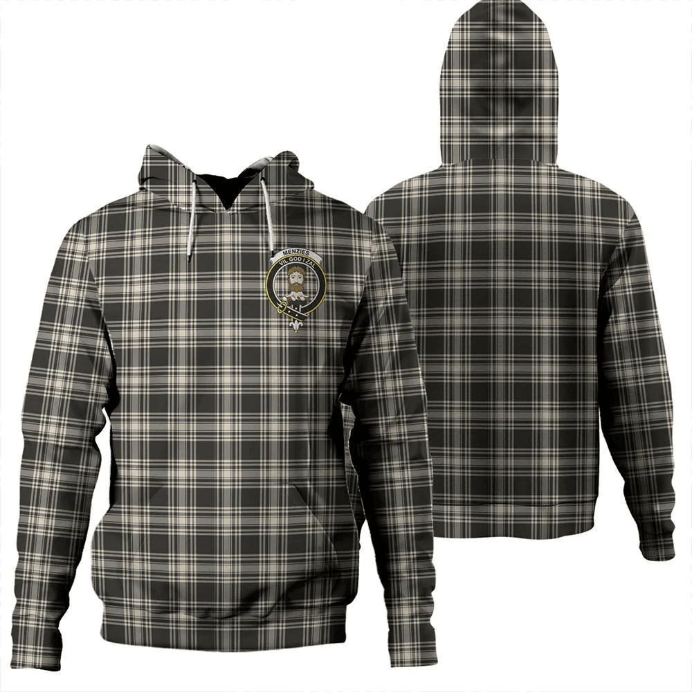 Clan Menzies Black & White Ancient Tartan Hoodie Crest 7HLIZHO5-1 Menzies Black & White Ancient Tartan Hoodies