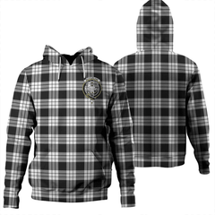 Clan MacFarlane Black & White Ancient Tartan Hoodie Crest CEPKETVK-1 MacFarlane Black & White Ancient Tartan Hoodies
