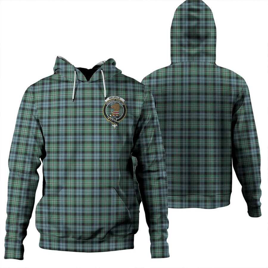 Clan Melville Tartan Hoodie Crest 14S9PRRJ-1 Melville Tartan Hoodies