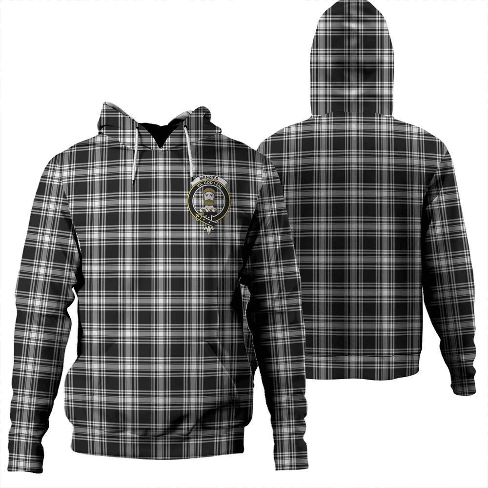 Clan Menzies Black & White Modern Tartan Hoodie Crest CWWNBMDV-1 Menzies Black & White Modern Tartan Hoodies