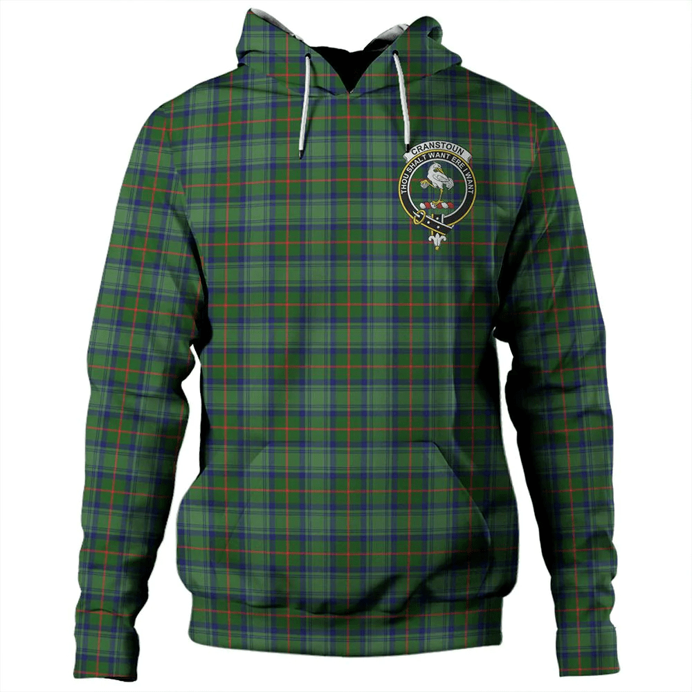 Clan Cranstoun Tartan Hoodie Crest WRIH5FPF-1 Cranstoun Tartan Hoodies