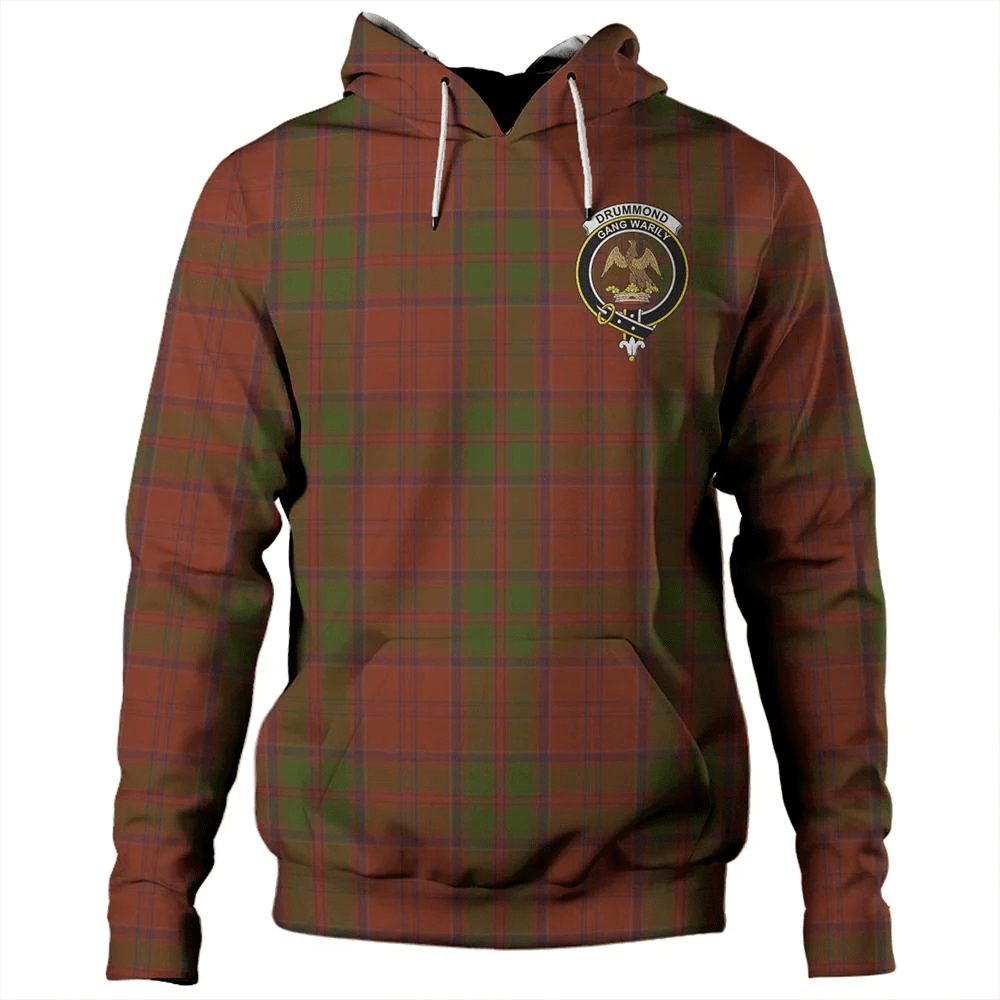 Clan Drummond Tartan Hoodie Crest P26FB0RN-1 Drummond Clan Tartan Hoodies