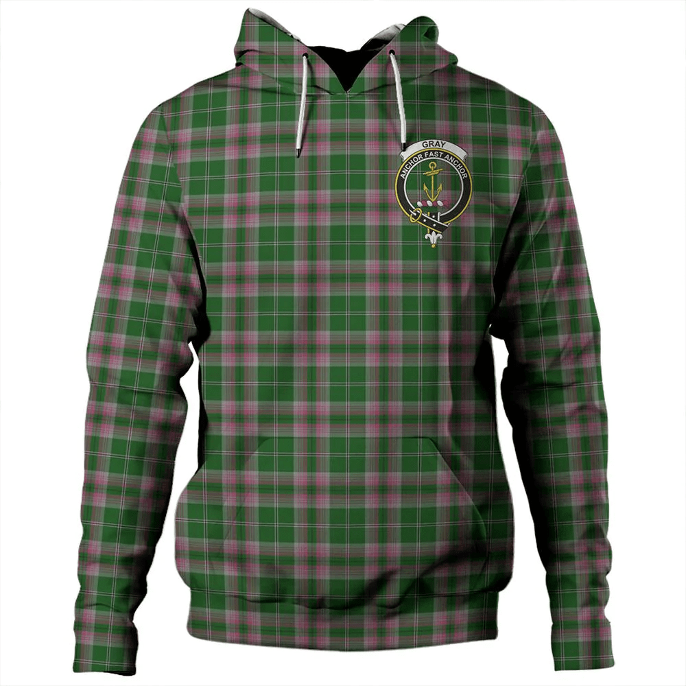 Clan Gray Tartan Hoodie Crest F7D2MKND-1 Gray Tartan Hoodies
