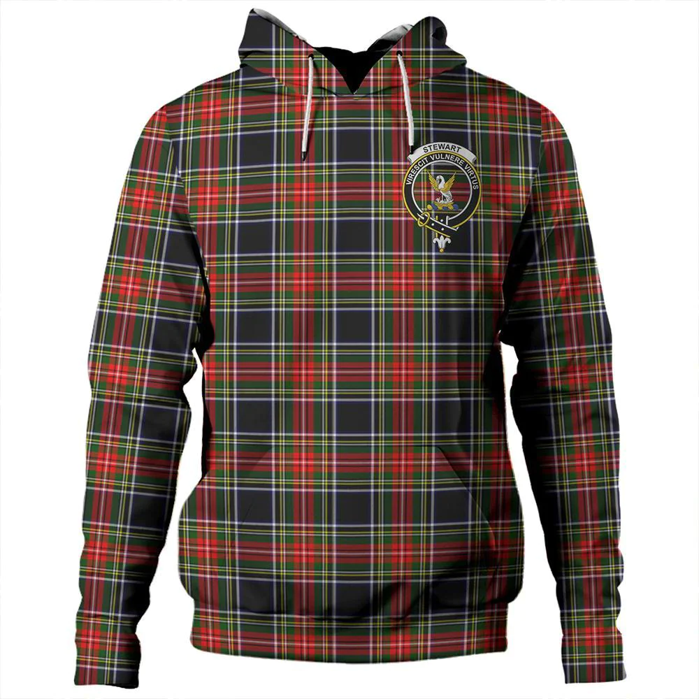 Clan Stewart Black Tartan Hoodie Crest XLAYJNWK-1 Stewart Black Tartan Hoodies