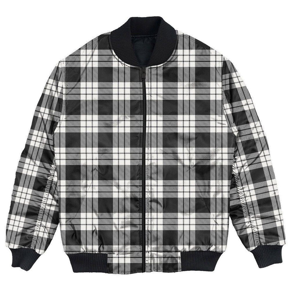Clan MacFarlane Black & White Ancient Tartan Bomber Jacket FQ50 MacFarlane Black & White Ancient Tartan Tartan Bomber Jacket