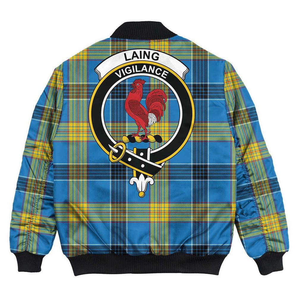 Clan Laing Tartan Crest Bomber Jacket KN86 Laing Tartan Tartan Bomber Jacket