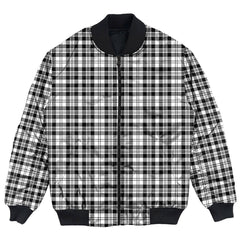 Clan Scott Black & White Modern Tartan Bomber Jacket JW88 Clan Scott (Scott Tartan) Tartan Bomber Jacket