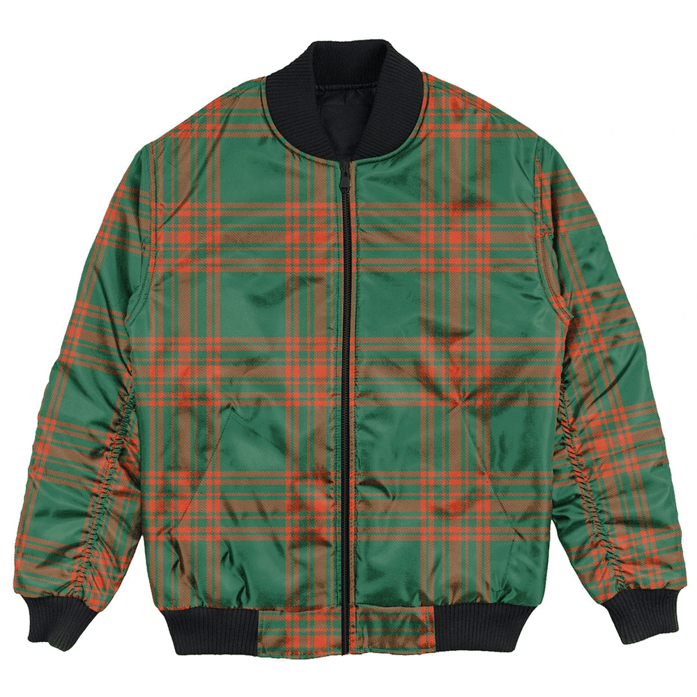 Clan Menzies Green Ancient Tartan Clan Bomber Jacket YK73 Menzies Green Ancient Tartan Tartan Bomber Jacket