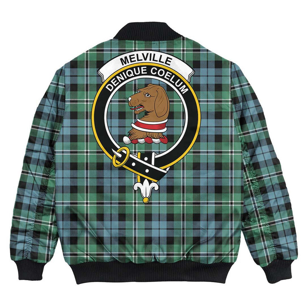 Clan Melville Tartan Crest Bomber Jacket TX83 Melville Tartan Tartan Bomber Jacket