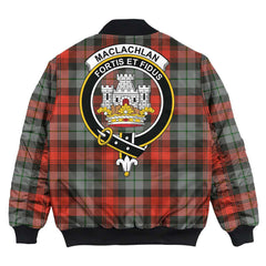 Clan MacLachlan Weathered Tartan Crest Bomber Jacket EC71 MacLachlan Weathered Tartan Tartan Bomber Jacket