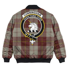 Clan Cunningham Burgundy Dancers Tartan Crest Bomber Jacket MH95 Cunningham Burgundy Dancers Tartan Tartan Bomber Jacket