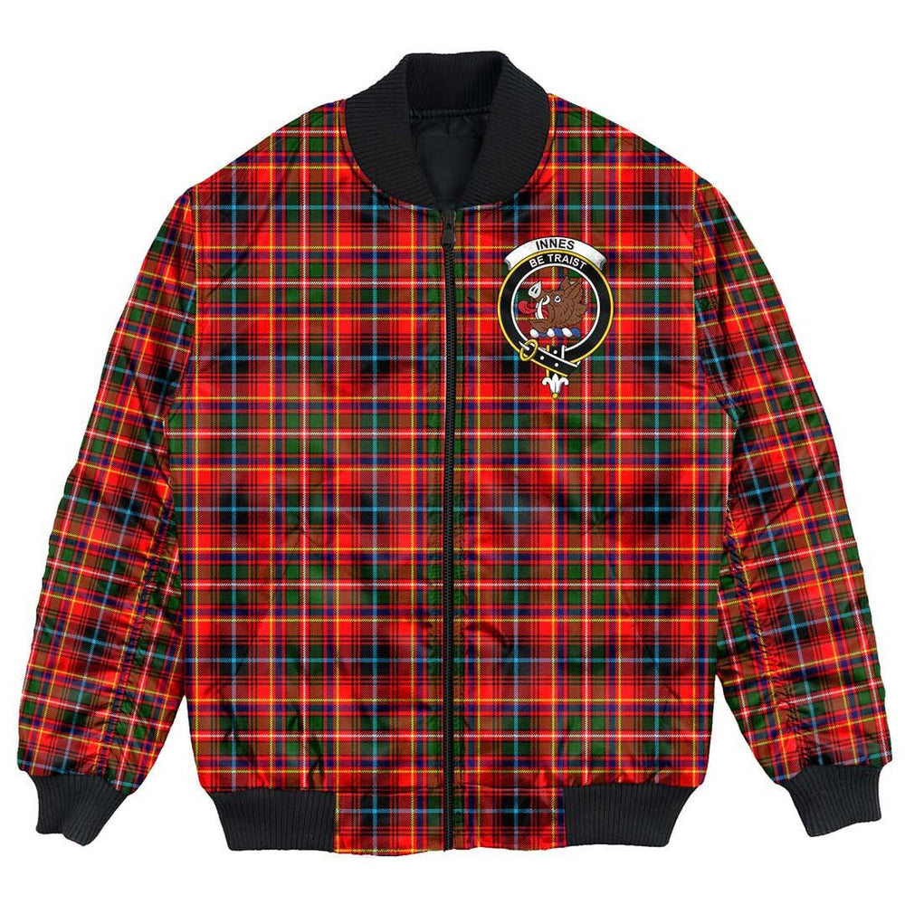 Clan Innes Modern Tartan Crest Bomber Jacket HH69 Innes Modern Tartan Tartan Bomber Jacket