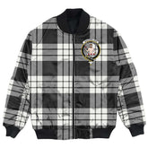 Clan MacFarlane Black & White Tartan Crest Bomber Jacket WS34 MacFarlane Black & White Tartan Tartan Bomber Jacket
