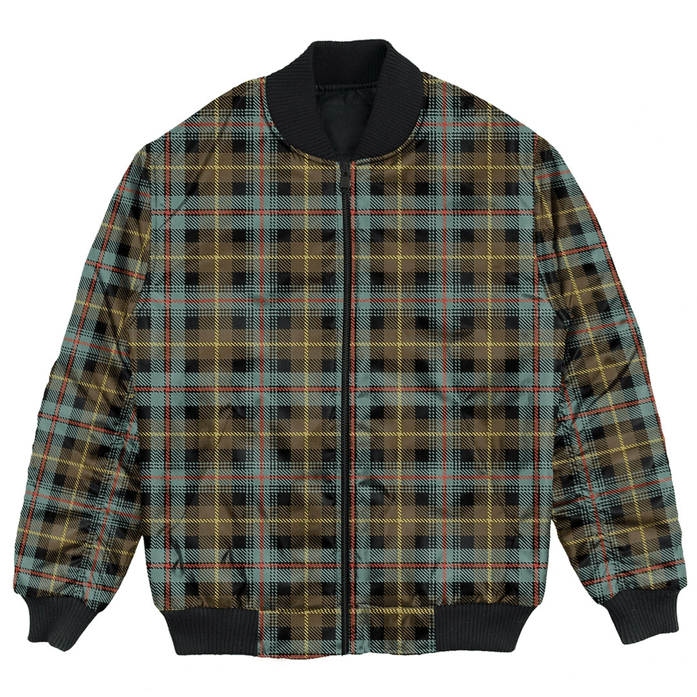Clan Farquharson Weathered Tartan Bomber Jacket AF15 Farquharson Weathered Tartan Tartan Bomber Jacket